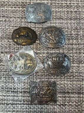 Hesston Men's Western Belt Buckles - Silver & Gold Tone